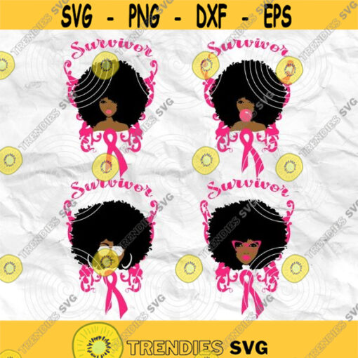 Afro girl Afro woman Curly Hair breast cancer pink cancer ribbon Printable file Sublimation file File for print File for cuting Design 174