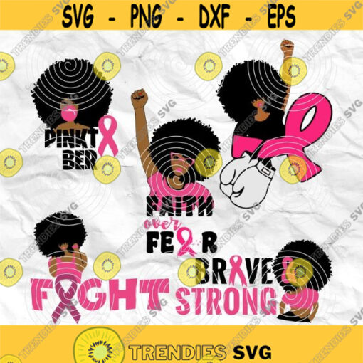 Afro girl Afro woman Curly Hair breast cancer pink cancer ribbon Printable file Sublimation file File for print File for cuting Design 179
