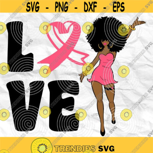 Afro girl Afro woman Curly Hair breast cancer pink cancer ribbon Printable file Sublimation file File for print File for cuting Design 188