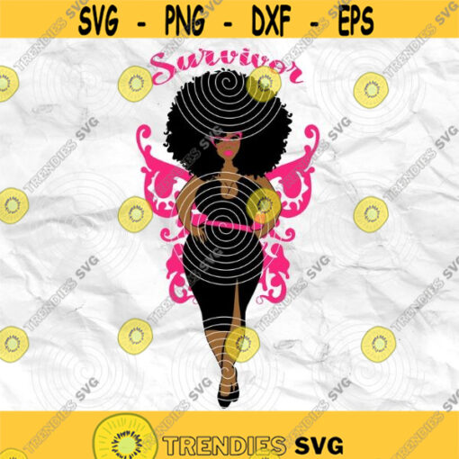 Afro girl Afro woman Curly Hair breast cancer pink cancer ribbon Printable file Sublimation file File for print File for cuting Design 198