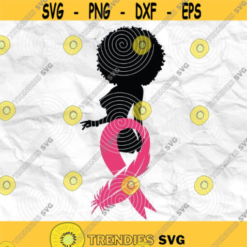 Afro girl Afro woman Curly Hair breast cancer pink cancer ribbon Printable file Sublimation file File for print File for cuting Design 217