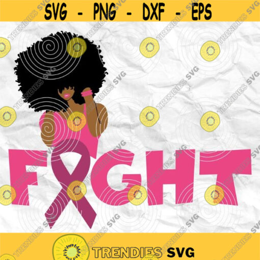 Afro girl Afro woman Curly Hair breast cancer pink cancer ribbon Printable file Sublimation file File for print File for cuting Design 306