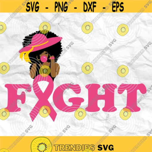 Afro girl Afro woman Curly Hair breast cancer pink cancer ribbon Printable file Sublimation file File for print File for cuting Design 308