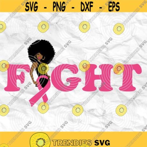 Afro girl Afro woman Curly Hair breast cancer pink cancer ribbon Printable file Sublimation file File for print File for cuting Design 312