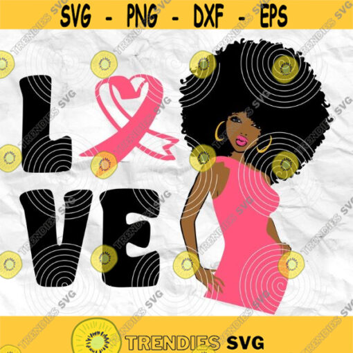 Afro girl Afro woman Curly Hair breast cancer pink cancer ribbon Printable file Sublimation file File for print File for cuting Design 321