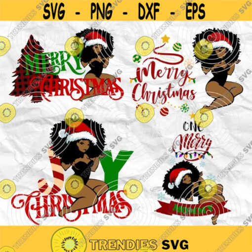 Afro woman Afro SVG Christmas SVG Merry Christmas SVG Christmas lady Printable file File for cuting Sublimation file File for print Design 323