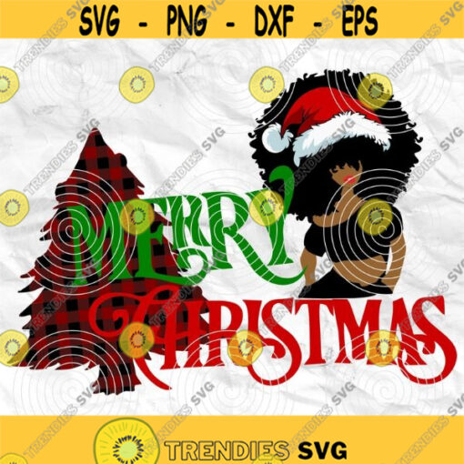 Afro woman Afro SVG Christmas SVG Merry Christmas SVG Christmas lady Printable file File for cuting Sublimation file File for print Design 331