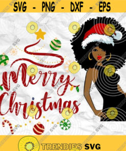 Afro woman Afro SVG Christmas SVG Merry Christmas SVG Christmas lady Printable file File for cuting Sublimation file File for print Design 334