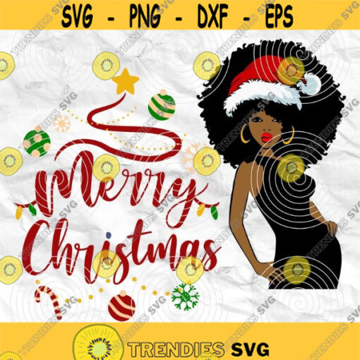 Afro woman Afro SVG Christmas SVG Merry Christmas SVG Christmas lady Printable file File for cuting Sublimation file File for print Design 334