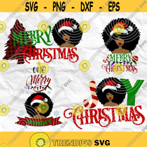 Afro woman Afro SVG Christmas SVG Merry Christmas SVG Christmas lady Printable file File for cuting Sublimation file File for print Design 343