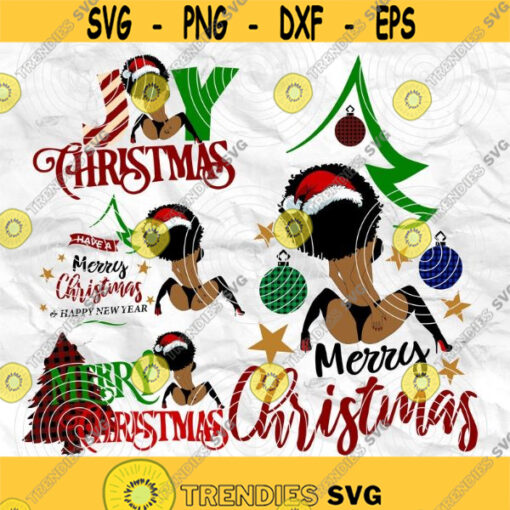 Afro woman Afro SVG Christmas SVG Merry Christmas SVG Christmas lady Printable file Sublimation file File for print File for cuting Design 18