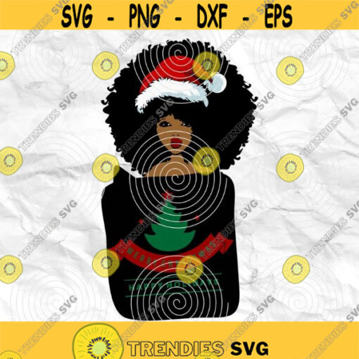 Afro woman Afro SVG Christmas SVG Merry Christmas SVG Christmas lady Printable file Sublimation file File for print File for cuting Design 57