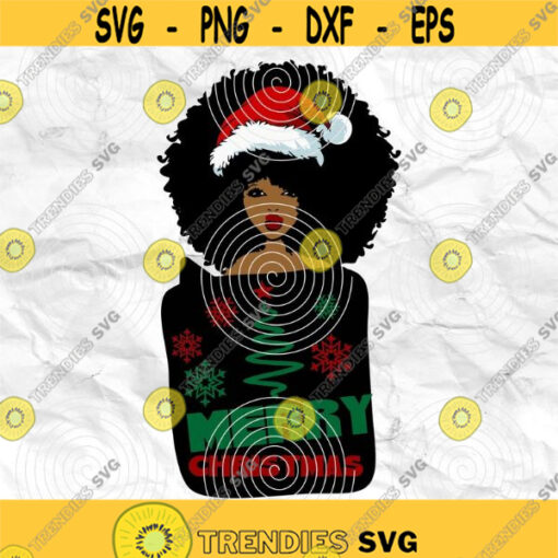 Afro woman Afro SVG Christmas SVG Merry Christmas SVG Christmas lady Printable file Sublimation file File for print File for cuting Design 58