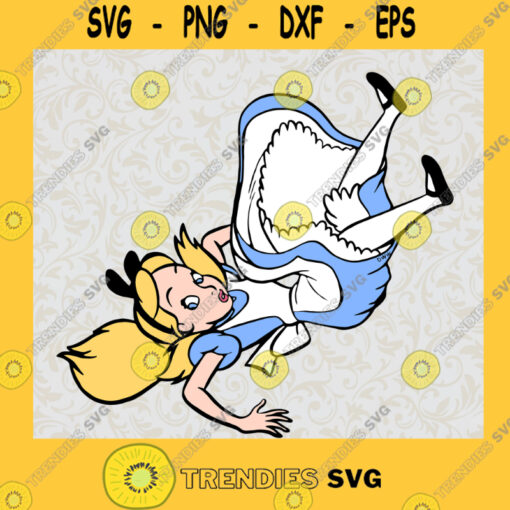 Alice in Wonderland Alice Princess Falling 2 Walt Disney Animated Movie Fairy Tale Fictional Cartoon Characters SVG Digital Files Cut Files For Cricut Instant Download Vector Download Print Files