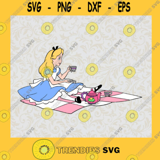 Alice in Wonderland Alice Princess Goes Picnic Disney Animated Movie Fairy Tale Fictional Cartoon Characters SVG Digital Files Cut Files For Cricut Instant Download Vector Download Print Files