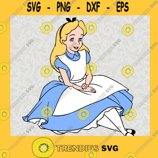 Alice in Wonderland Alice Princess Sitting 2 Disney Animated Movie Fairy Tale Fictional Cartoon Characters SVG Digital Files Cut Files For Cricut Instant Download Vector Download Print Files