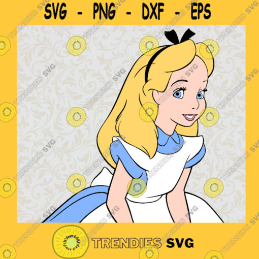 Alice in Wonderland Alice Princess Smiling Disney Movie Fairy Tale Fictional Cartoon Characters SVG Digital Files Cut Files For Cricut Instant Download Vector Download Print Files