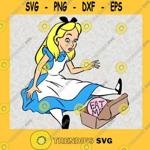 Alice in Wonderland Alice Princess and Cake Box Walt Disney Animated Movie Fairy Tale Fictional Cartoon Characters SVG Digital Files Cut Files For Cricut Instant Download Vector Download Print Files