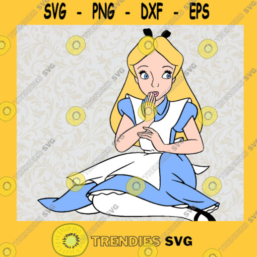 Alice in Wonderland Alice Sit On The Ground Walt Disney Movie Fairy Tale Fictional Cartoon Characters SVG Digital Files Cut Files For Cricut Instant Download Vector Download Print Files
