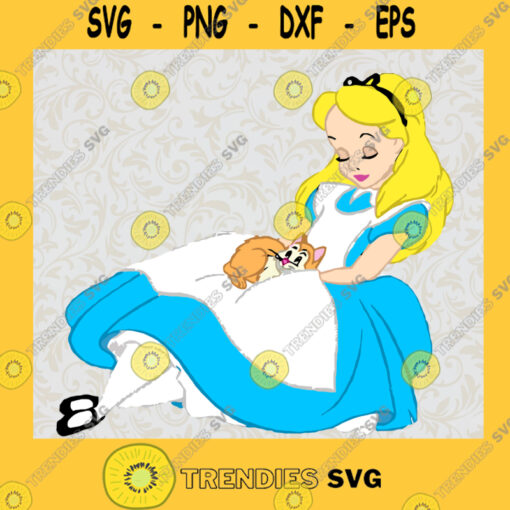 Alice in Wonderland Alice Sleeping and Dinah Disney Animated Movie Fairy Tale Fictional Cartoon Characters SVG Digital Files Cut Files For Cricut Instant Download Vector Download Print Files