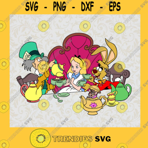 Alice in Wonderland Alice and Friends Tea Party Walt Disney Animated Movie Fairy Tale Fictional Cartoon Characters SVG Digital Files Cut Files For Cricut Instant Download Vector Download Print Files