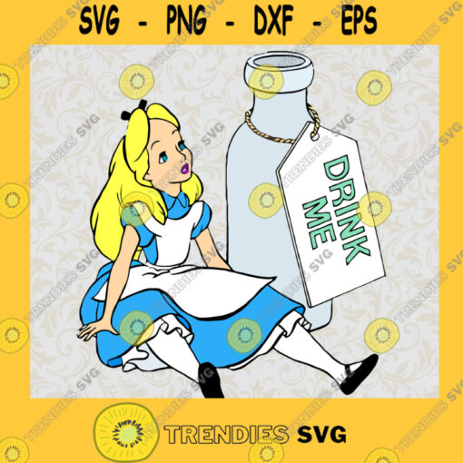 Alice in Wonderland Alice and The Bottle Disney Animated Movie Fairy Tale Fictional Cartoon Characters SVG Digital Files Cut Files For Cricut Instant Download Vector Download Print Files