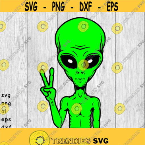 Alien Peace Sign svg png ai eps dxf DIGITAL FILES for Cricut CNC and other cut or print projects Design 135