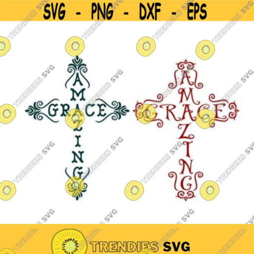Amazing Grace Cross Cuttable Design SVG PNG DXF eps Designs Cameo File Silhouette Design 318