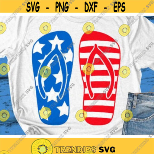 American Flag Flip Flops Svg 4th of July Svg Patriotic Clip Art USA Svg Dxf Eps Png Beach Svg Summer Svg Cricut Silhouette Cut Files Design 573 .jpg