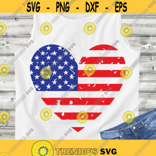 American Flag Heart SVG Patriotic heart SVG 4th of July distressed grunge cut files