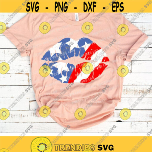 American Flag Lips Svg Patriotic Svg 4th of July Svg Girls USA Svg Dxf Eps Png Grunge Mouth Clipart Women Cut Files Silhouette Cricut Design 2001 .jpg