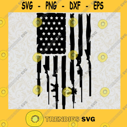 American Gun Flag svg Rifle flag svg Guns svg 2nd Amendment svg Distressed flag svg Military svg Printable Cricut Silhouette