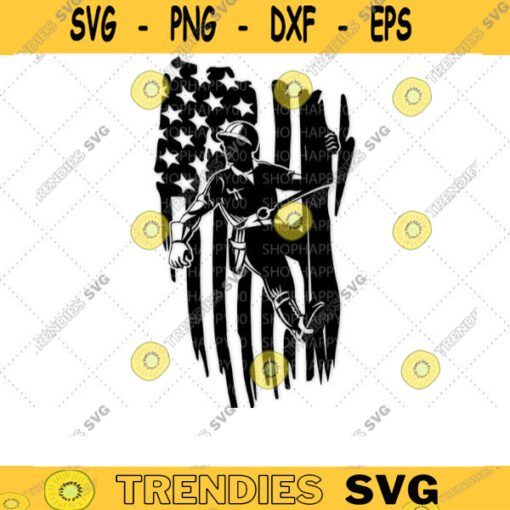 American Lineman Flag SVG USA Flag United States of America Lineman svg Climbing Hooks Spikes Gaffs Decal SVG Files For Cricut 319 copy