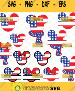 American Mickey And Minnie Mouse Usa Flag Svg Patriotic Mickey Svg Disney Fourth Of July Svg Bundle 1