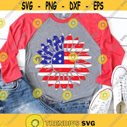 American Sunflower Svg 4th of July Svg America Svg 4th of July Shirt Svg Patriotic Svg Star Spangled Flag Svg File for Cricut Png