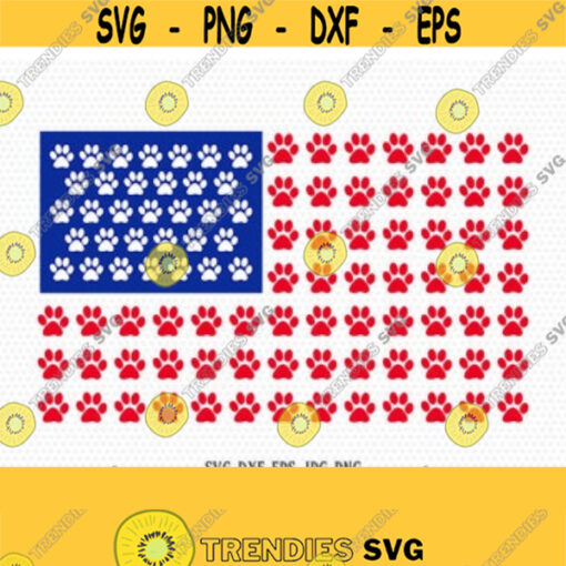 American flag paw print svg 4th of july svg Dog mom svg Paw print usa flag svg Usa flag svg Cricut Silhouette Cut File svg dxf Design 241