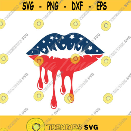 American lips svg png dxf jpeg ai cutting files dripping lips 4th of july lips Funny Cute svg designs print for t shirt svg files for cricut Design 393