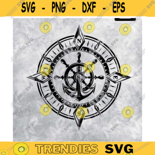 Anchor Compass SVG Compass svg Ship steering wheels svg pirates Engraved compass SVG for cricut Design 70 copy