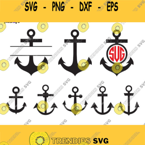 Anchor SVG Nautical svg Anchor Monogram Frames Svg Anchors svg Anchors svg Anchor split monogram svg for Silhouette cit files Cricut