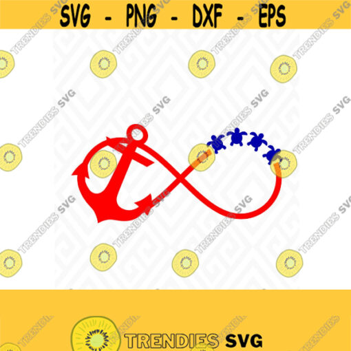 Anchor and Sea Turtle Infinity Sign SVG DXF EPS Ai Png and Pdf Cutting Files for Electronic Cutting Machines