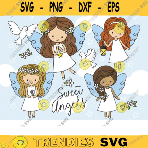 Angel Clipart Little Girl Angel Cute Angel Illustration with White Dove Holy Spirit Fairy First Communion Angel Clipart Clip Art copy