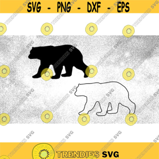 Animal Clipart Simple Black Polar Bear Silhouette in Solid and Outline Change Color with Your Own Software Digital Download SVG PNG Design 1716