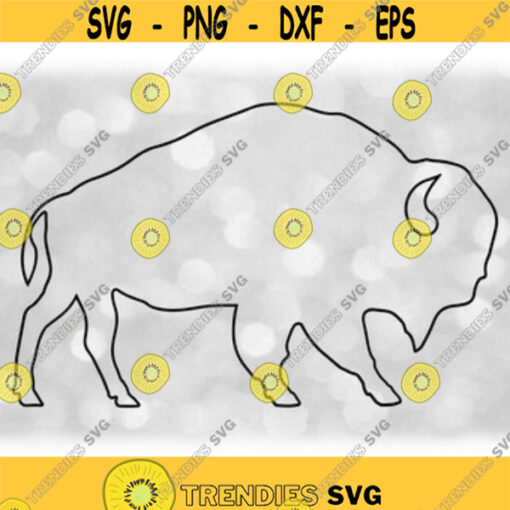 Animal Clipart Simple Black Solid Buffalo or Bison Silhouette Outline Change Color with Your Own Software Digital Download SVG PNG Design 164