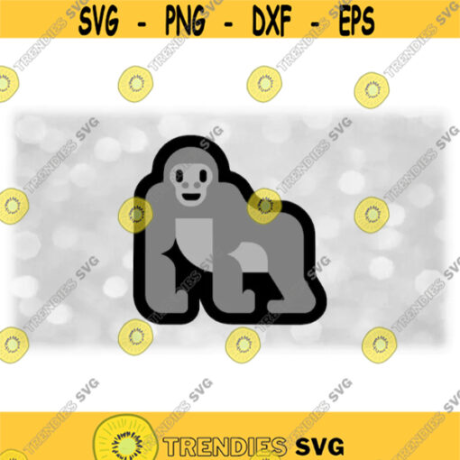 Animal Clipart Simple Gray and Black Three Tone Gorilla or Ape Emoji Pieces and Layers Inspired by Microsoft Digital Download SVG PNG Design 755