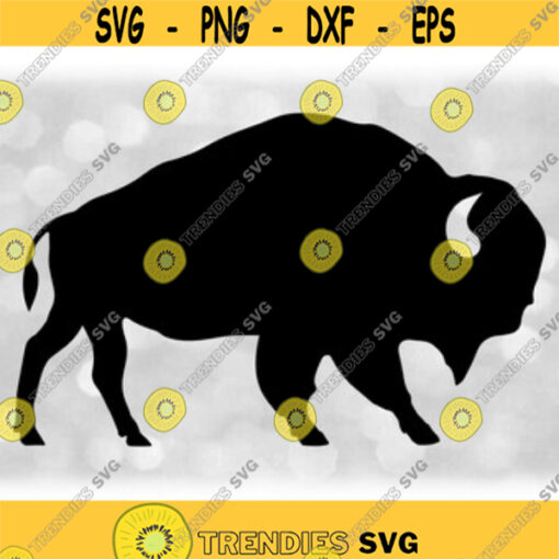 Animal Clipart Simple and Easy Black Solid Buffalo or Bison Silhouette Change Color with Your Own Software Digital Download SVG PNG Design 149