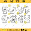 Animal Heads Faces Coloring SVG Jungle Animal Outline Tiger Crocodile Giraffe Lion Digital Stamp Kid Coloring Svg Dxf Png Clipart copy