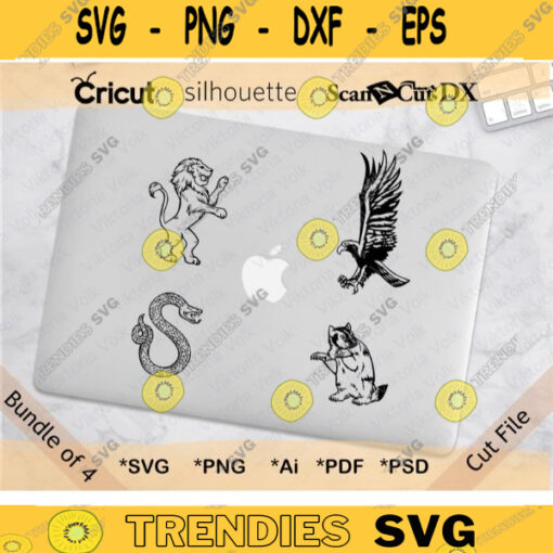 Animal Silhouette Bundle Lion Emblem SVG Snake Clipart Bird Crest Banner Shape Badger School of Magic Cricut Design 300