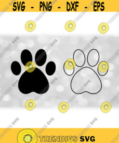 Animals and Nature Clipart Basic Dog or Puppy Paw Print in Black Solid and Outline Dog Puppy Cat Pet Digital Download SVG PNG Design 549