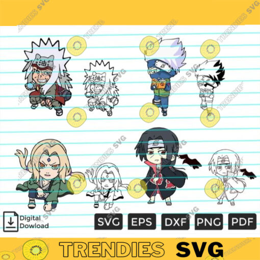 Anime Character Bundle SVG PNG Graphic Ninja Arts Demon Custom File Printable File for Cricut Silhouette 80