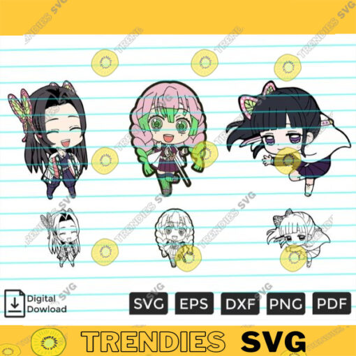 Anime Character Bundle SVG PNG Graphic Slayer Arts Demon Custom File Printable File for Cricut Silhouette 31